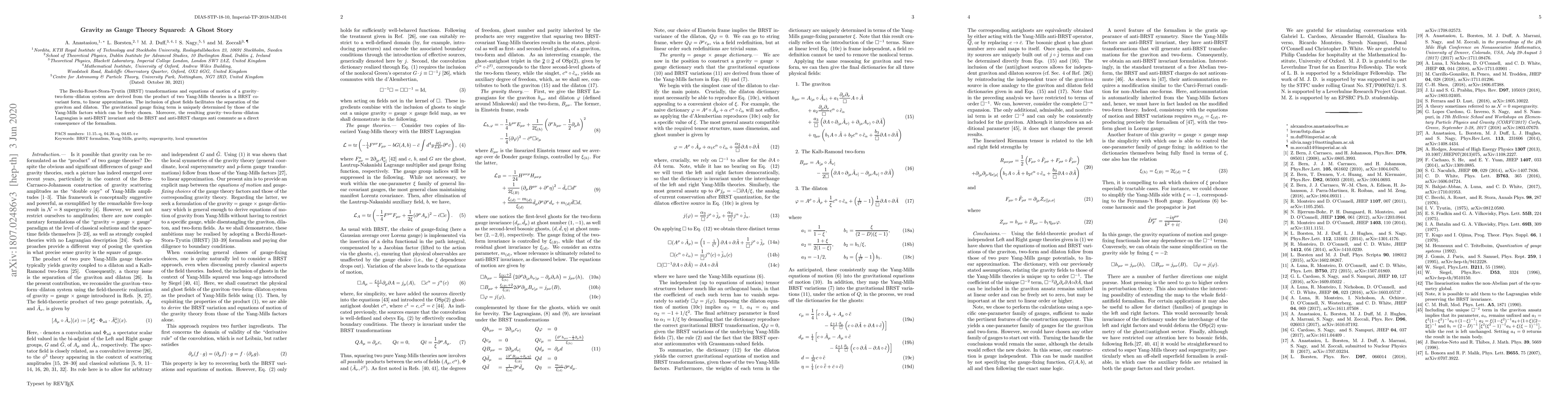 Thumbnail for Gravity as Gauge Theory Squared: A Ghost Story