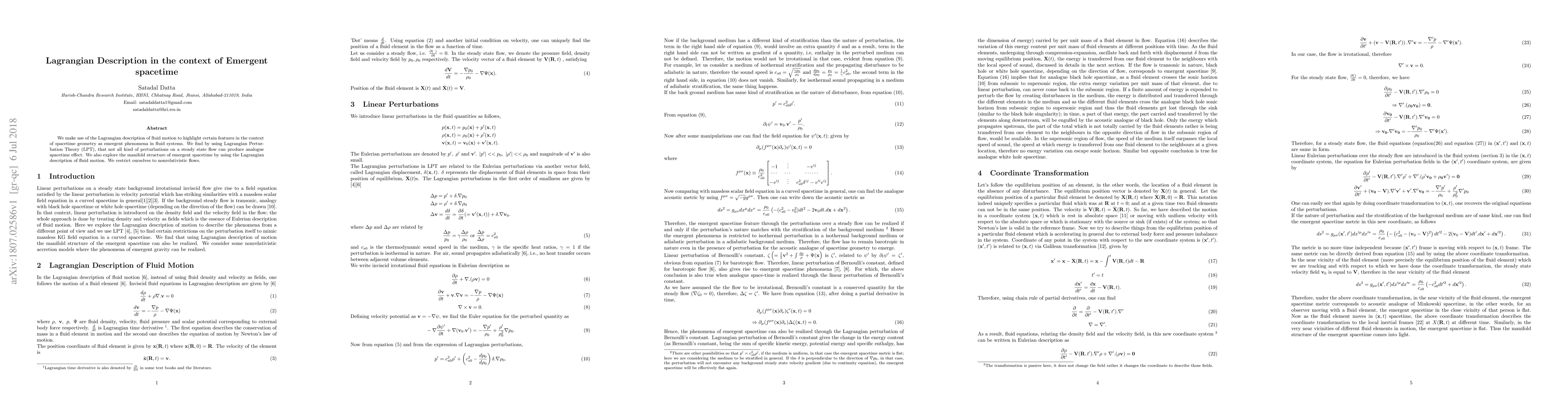 Thumbnail for Lagrangian Description in the context of Emergent spacetime
