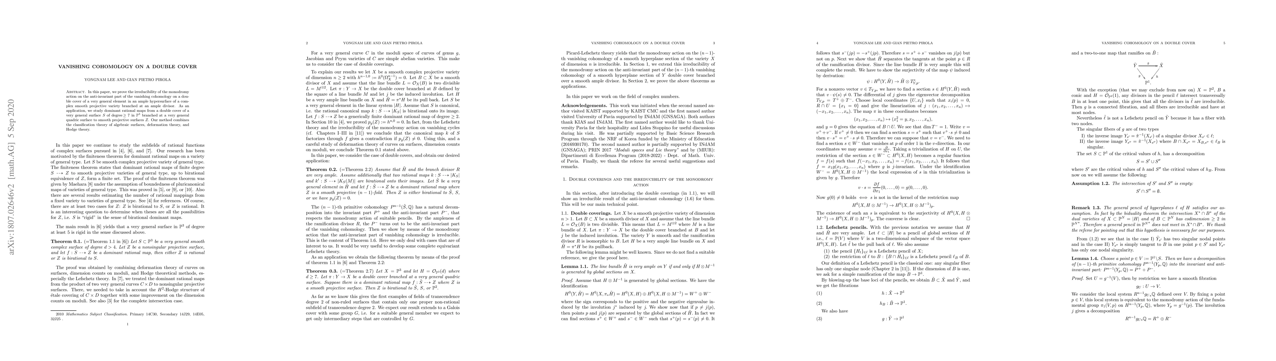 Thumbnail for Vanishing cohomology on a double cover