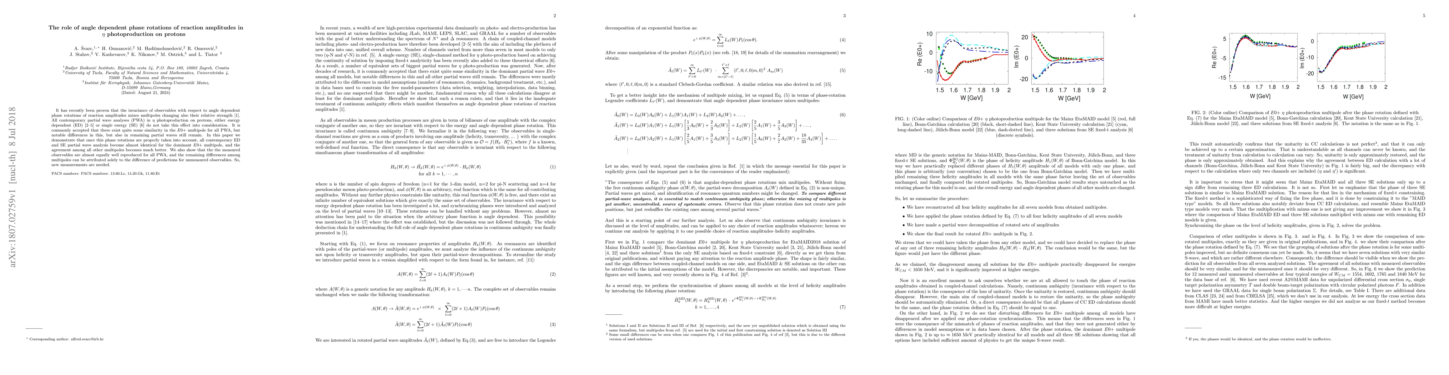 Thumbnail for The role of angle dependent phase rotations of reaction amplitudes in
  $\eta$ photoproduction on protons