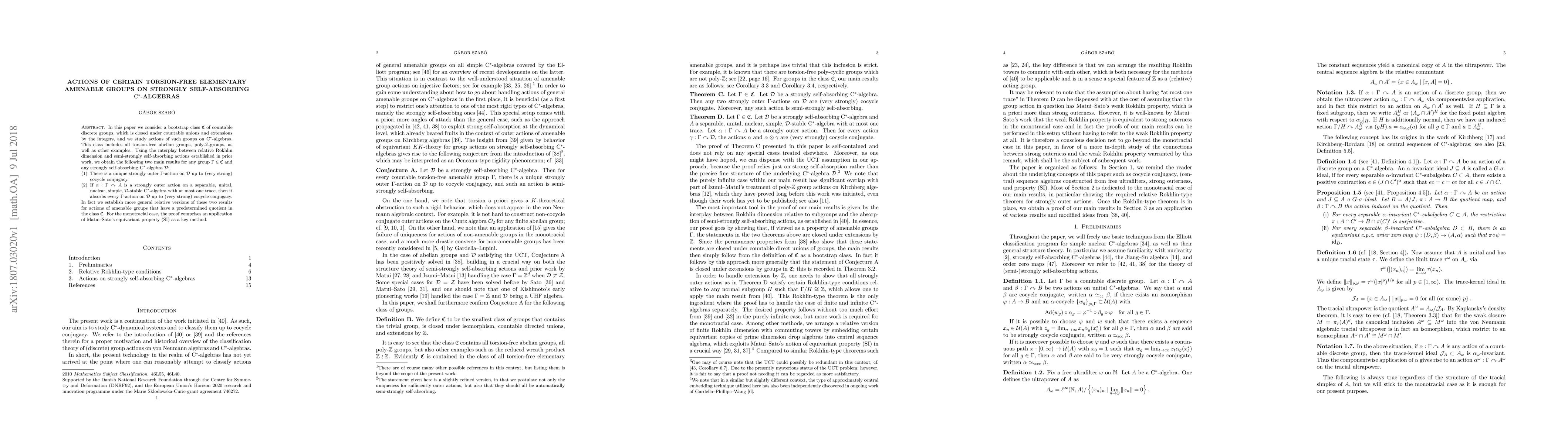Thumbnail for Actions of certain torsion-free elementary amenable groups on strongly
  self-absorbing C*-algebras