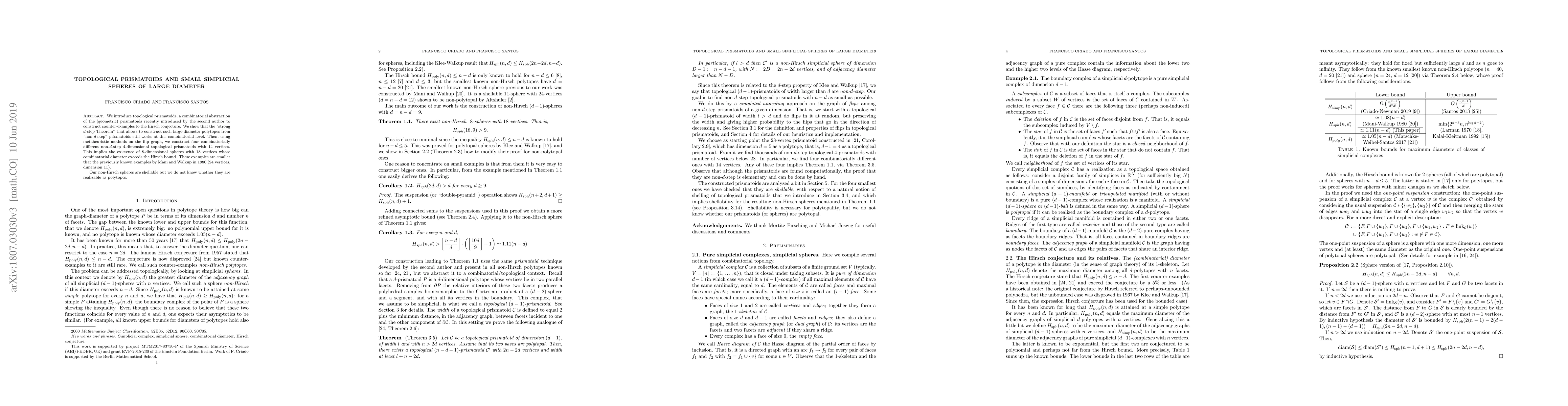 Thumbnail for Topological Prismatoids and Small Simplicial Spheres of Large Diameter