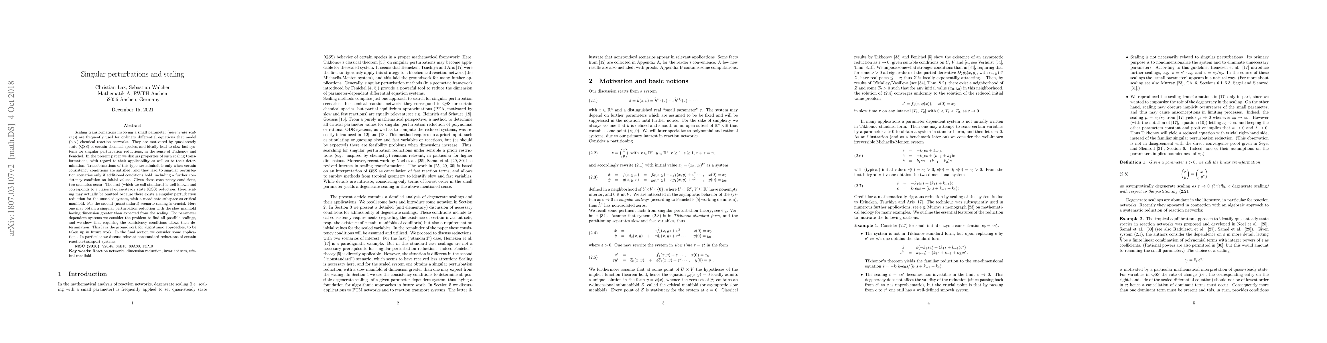 Thumbnail for Singular perturbations and scaling