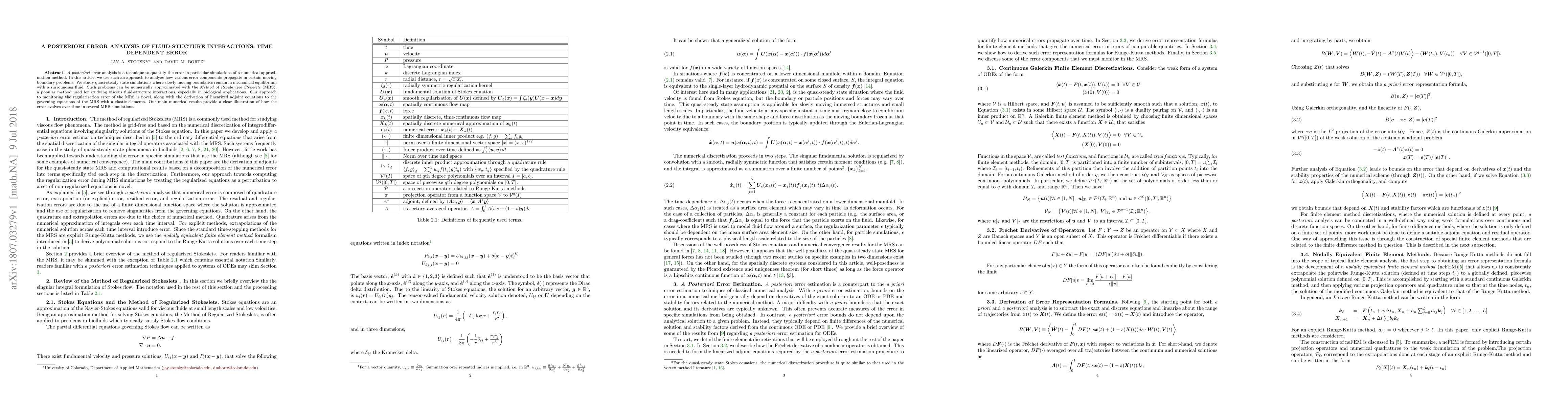 Thumbnail for A Posteriori Error Analysis of Fluid-Stucture Interactions: Time
  Dependent Error