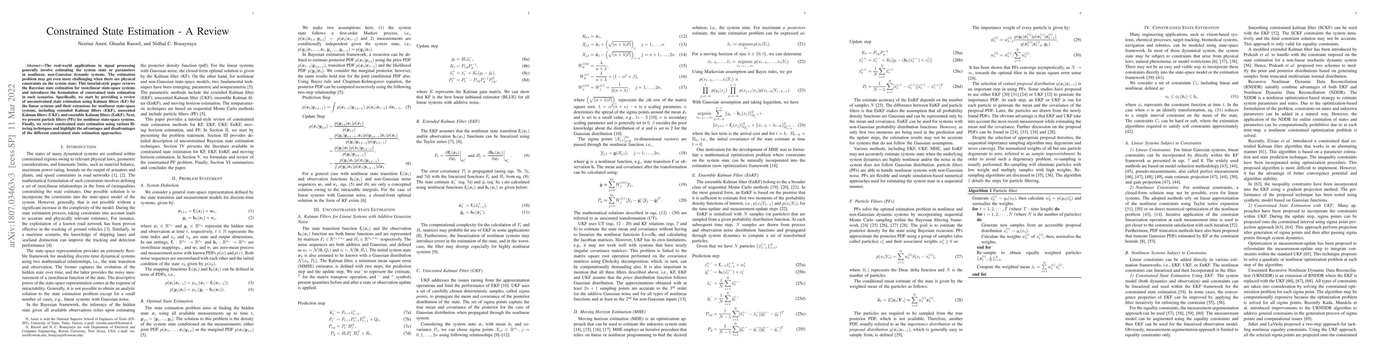 Thumbnail for Constrained State Estimation -- A Review
