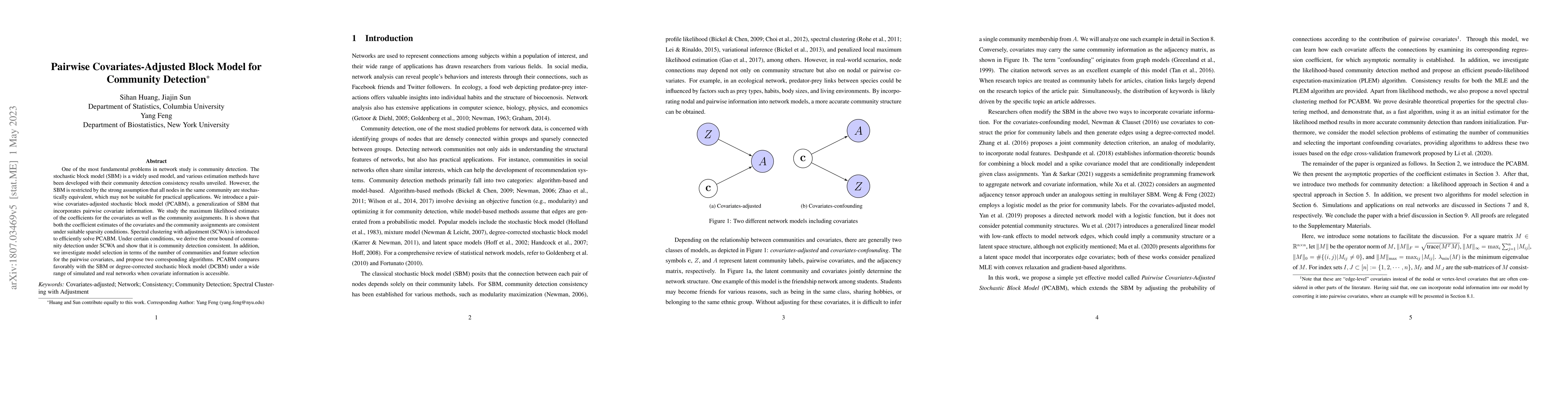 Thumbnail for Pairwise Covariates-adjusted Block Model for Community Detection