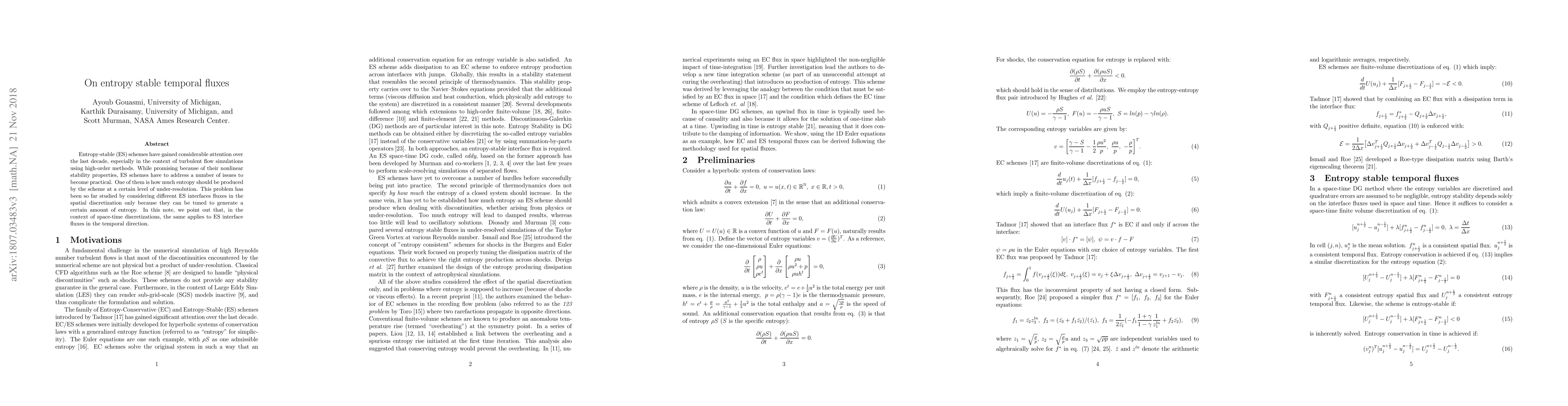 Thumbnail for On entropy stable temporal fluxes