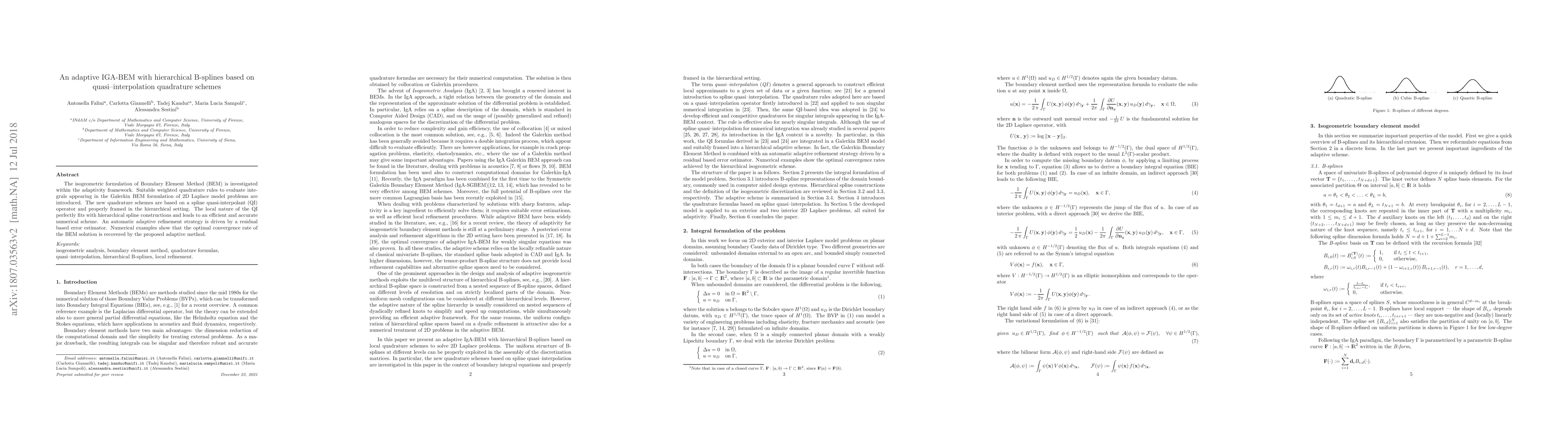 Thumbnail for An adaptive IGA-BEM with hierarchical B-splines based on
  quasi-interpolation quadrature schemes