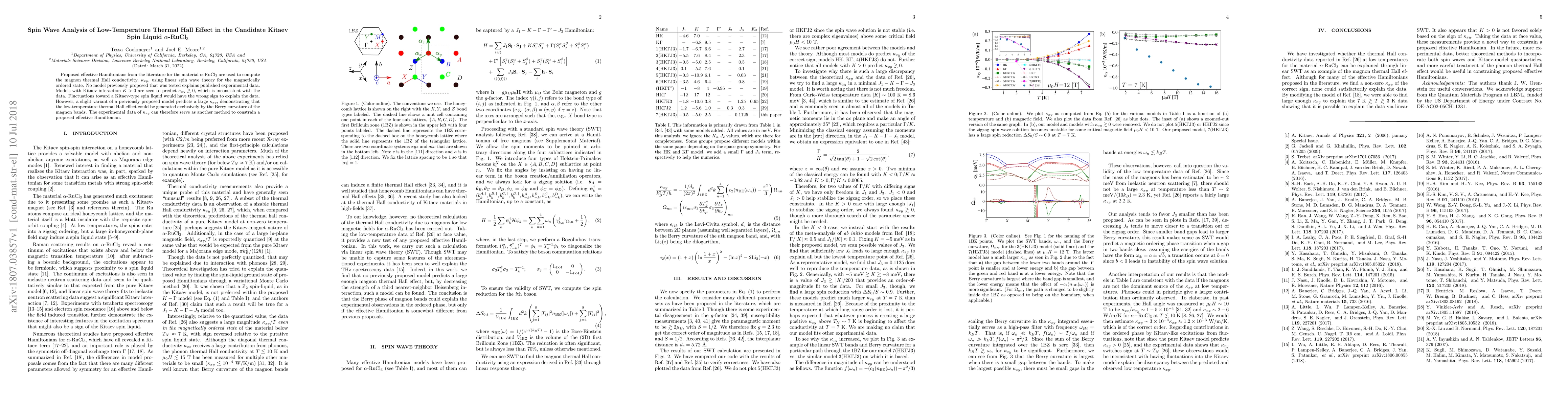 Thumbnail for Spin Wave Analysis of Low-Temperature Thermal Hall Effect in the
  Candidate Kitaev Spin Liquid $\alpha$-RuCl${}_3$
