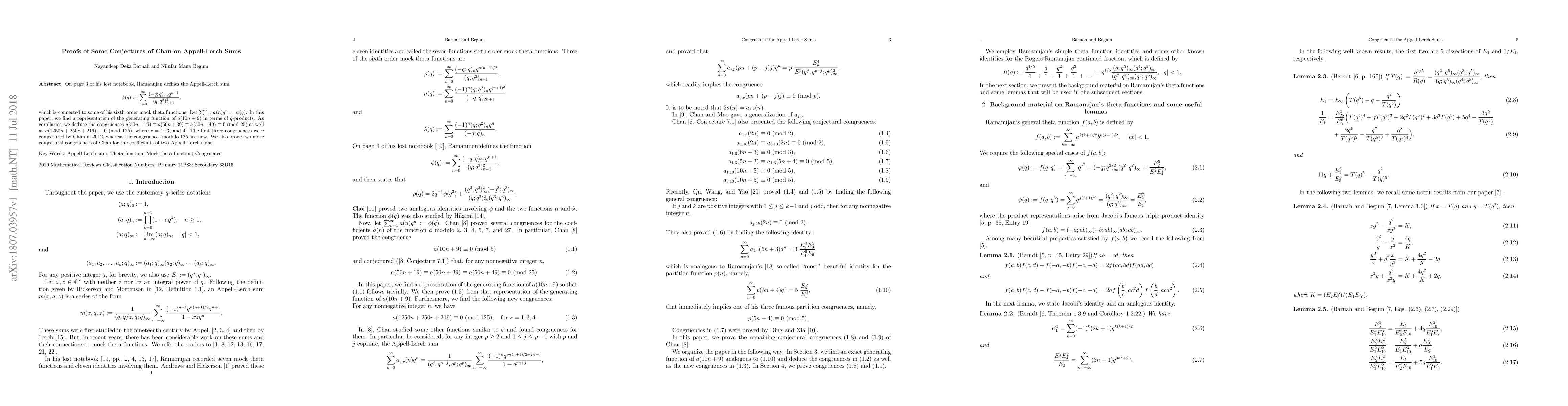 Thumbnail for Proofs of Some Conjectures of Chan on Appell-Lerch Sums