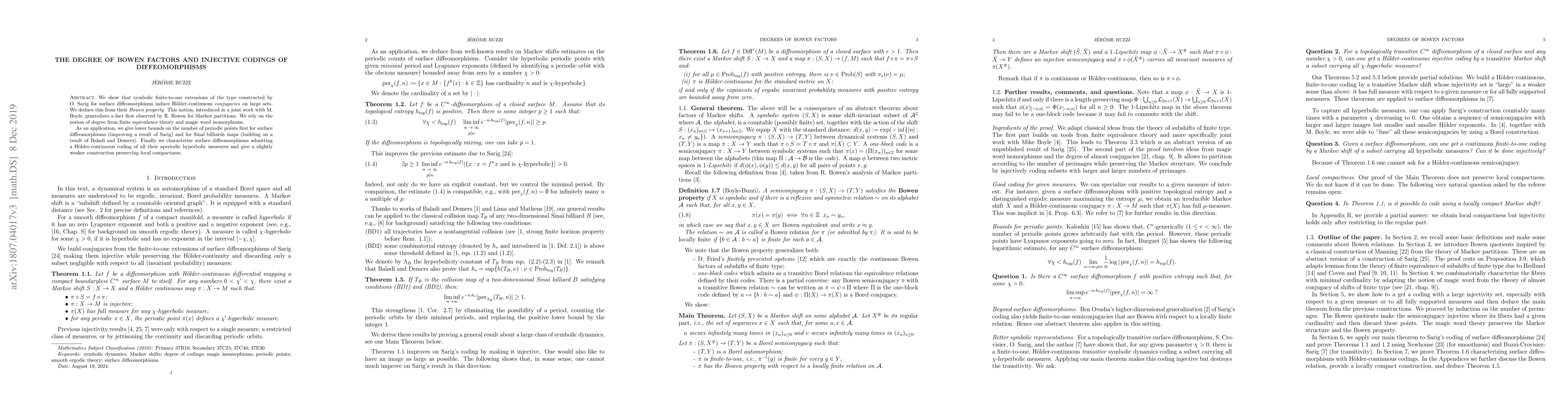 Thumbnail for The degree of Bowen factors and injective codings of diffeomorphisms