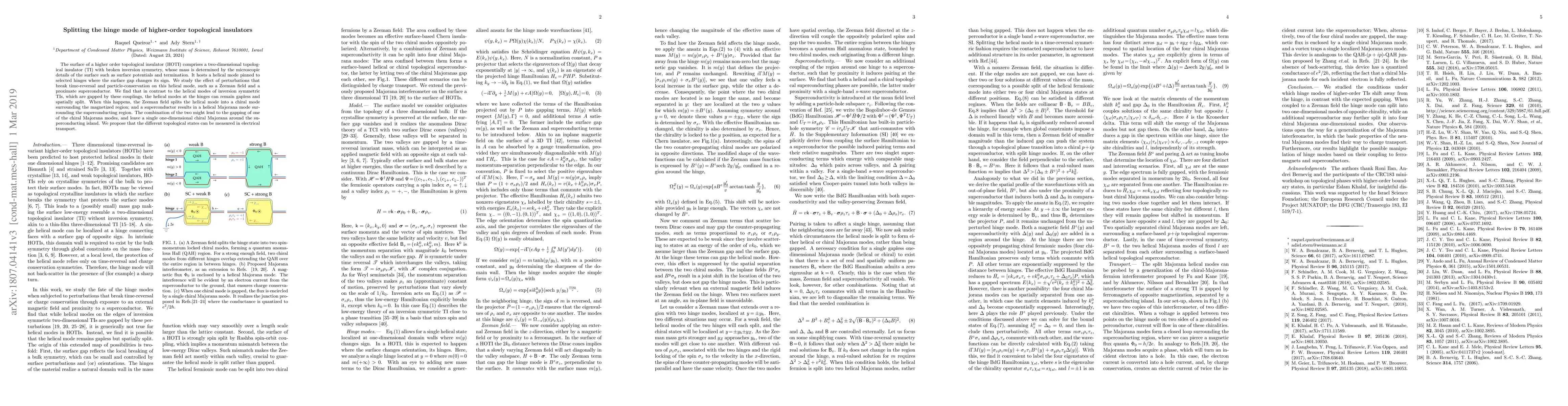 Thumbnail for Splitting the hinge mode of higher-order topological insulators