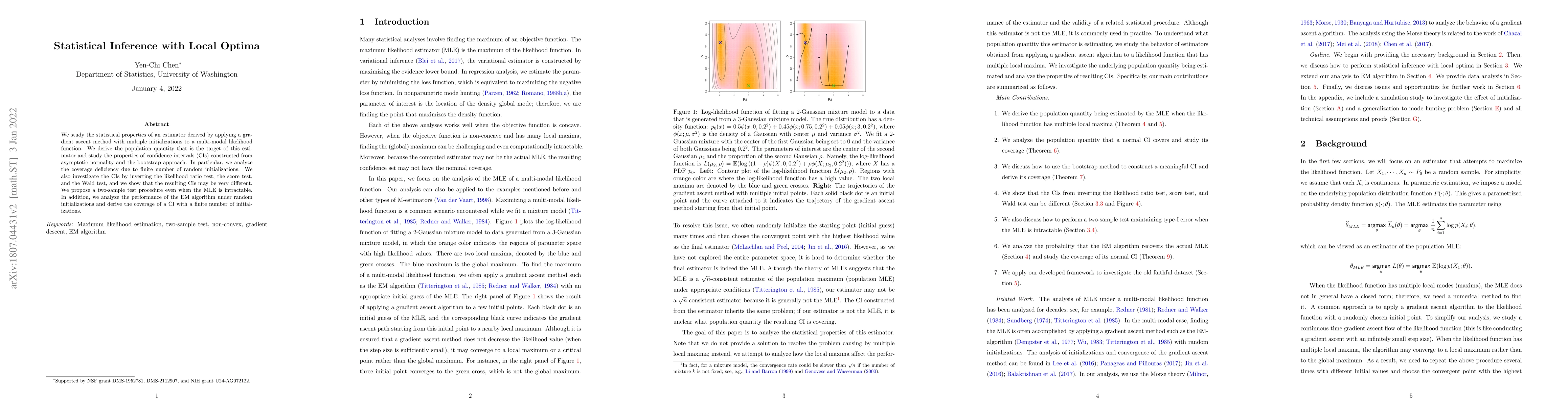 Thumbnail for Statistical Inference with Local Optima