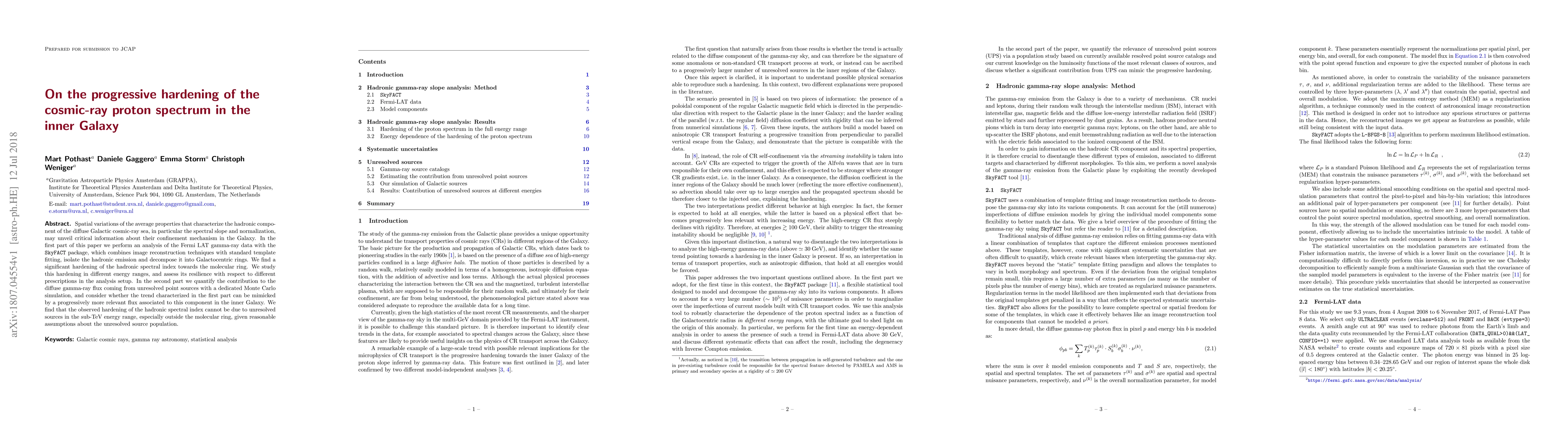 Thumbnail for On the progressive hardening of the cosmic-ray proton spectrum in the
  inner Galaxy