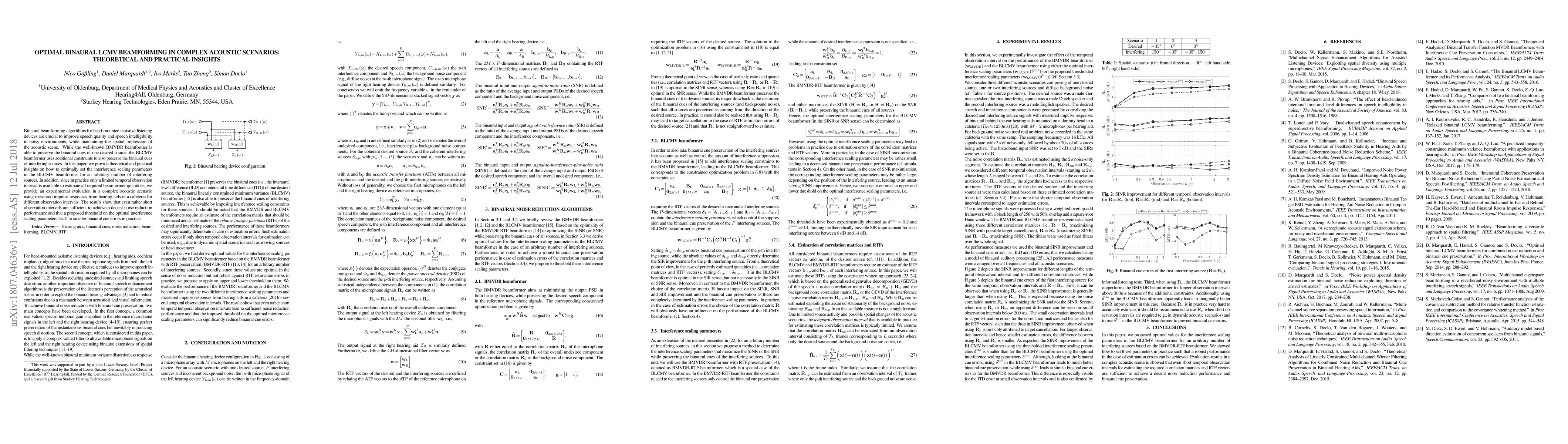 Thumbnail for Optimal Binaural LCMV Beamforming in Complex Acoustic Scenarios:
  Theoretical and Practical Insights