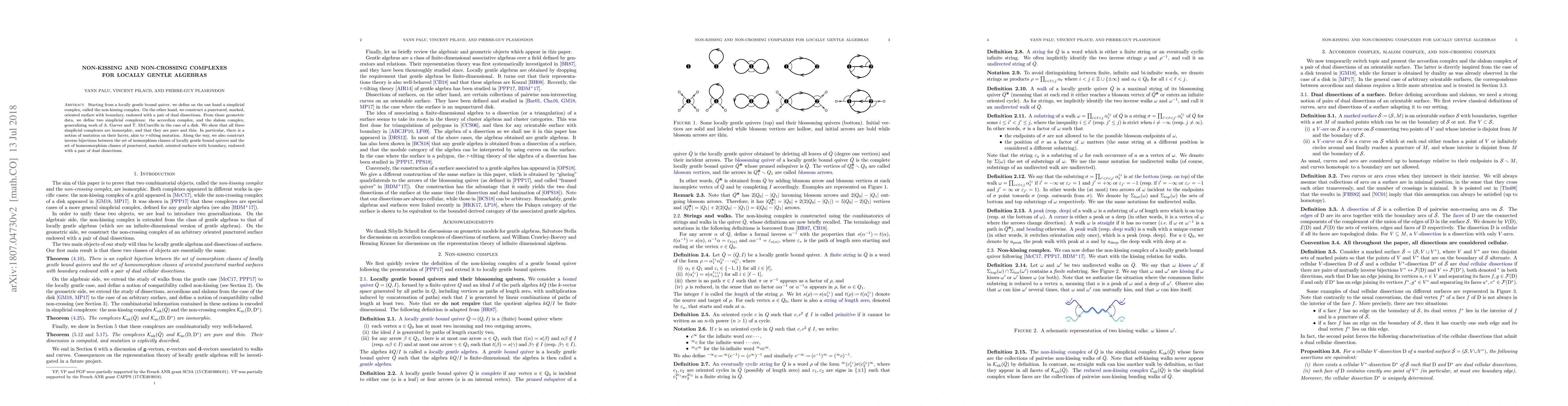 Thumbnail for Non-kissing and non-crossing complexes for locally gentle algebras