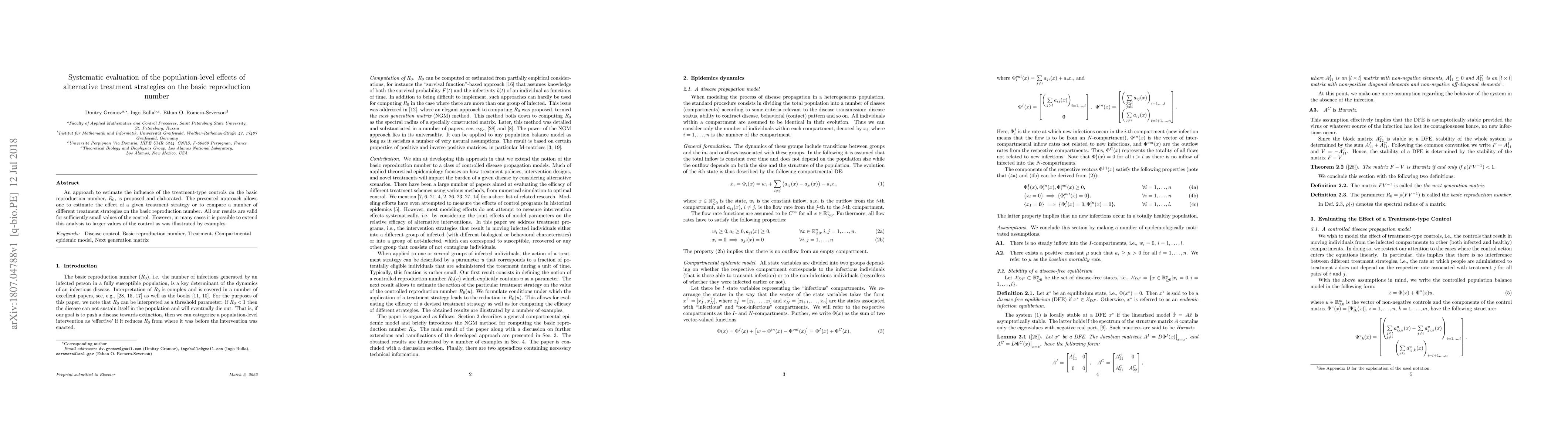 Thumbnail for Systematic evaluation of the population-level effects of alternative
  treatment strategies on the basic reproduction number
