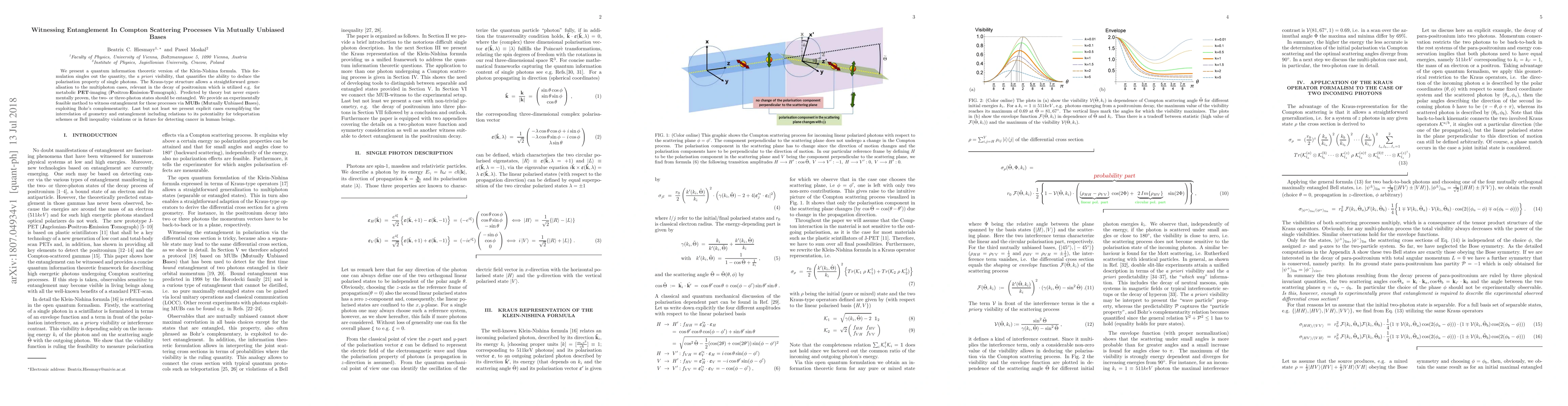 Thumbnail for Witnessing Entanglement In Compton Scattering Processes Via Mutually
  Unbiased Bases