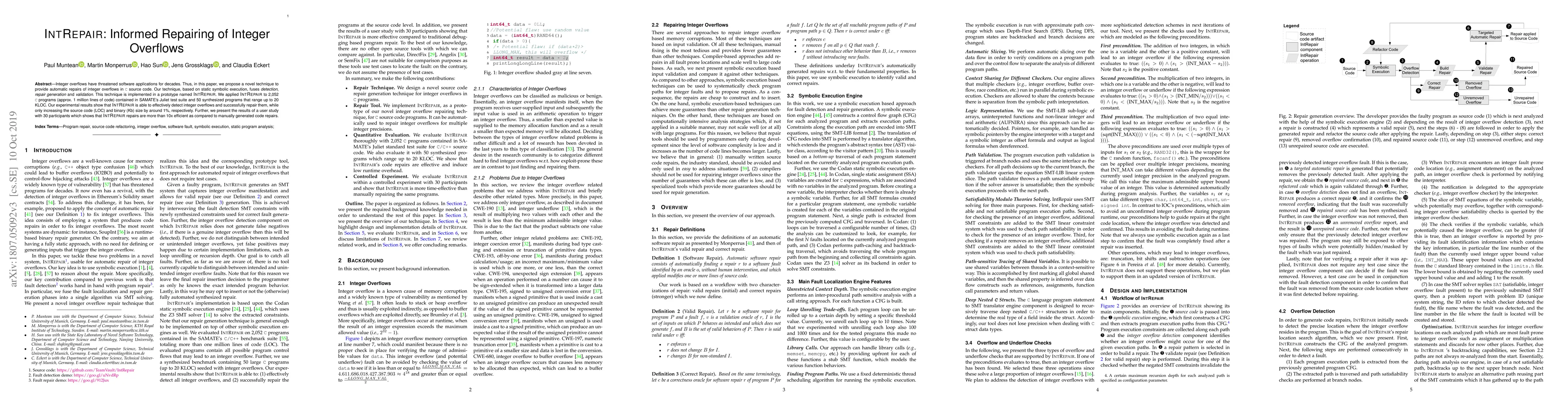 Thumbnail for IntRepair: Informed Repairing of Integer Overflows