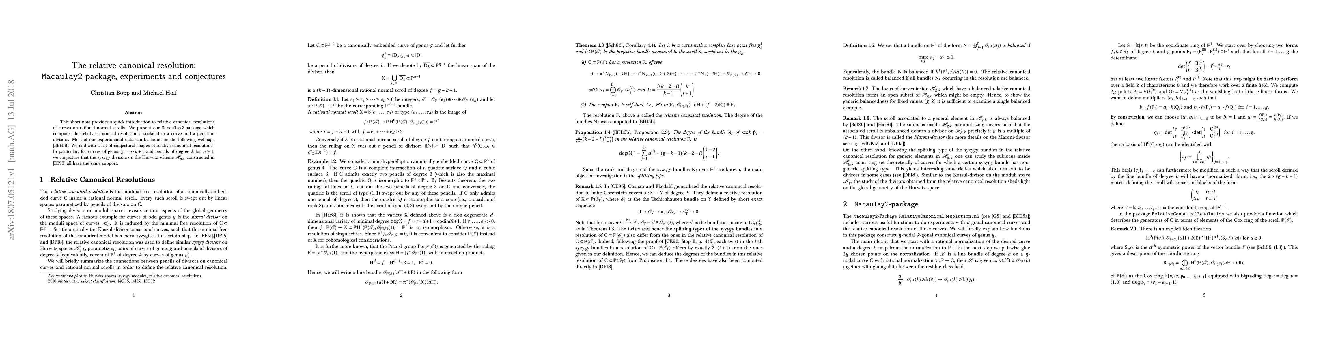 Thumbnail for The relative canonical resolution: Macaulay2-package, experiments and
  conjectures