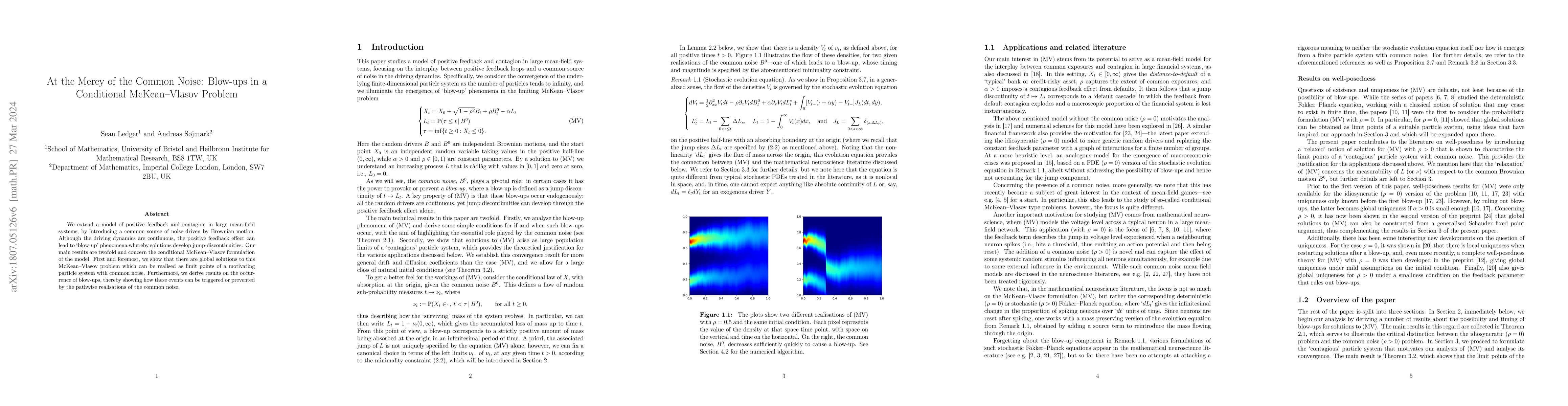 Thumbnail for At the Mercy of the Common Noise: Blow-ups in a Conditional
  McKean--Vlasov Problem