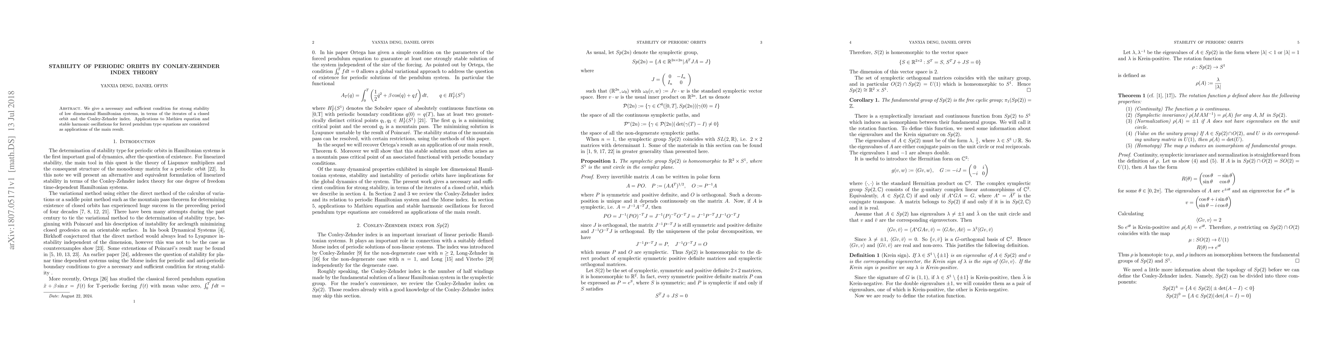Thumbnail for Stability of Periodic Orbits by Conley-Zehnder index theory