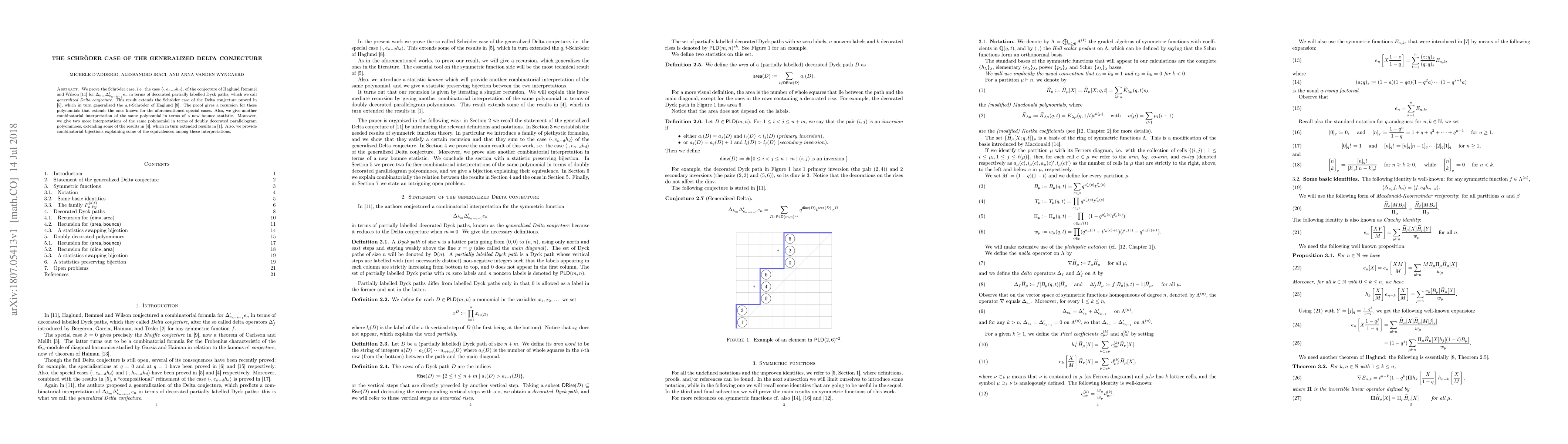 Thumbnail for The Schr\"oder case of the generalized Delta conjecture