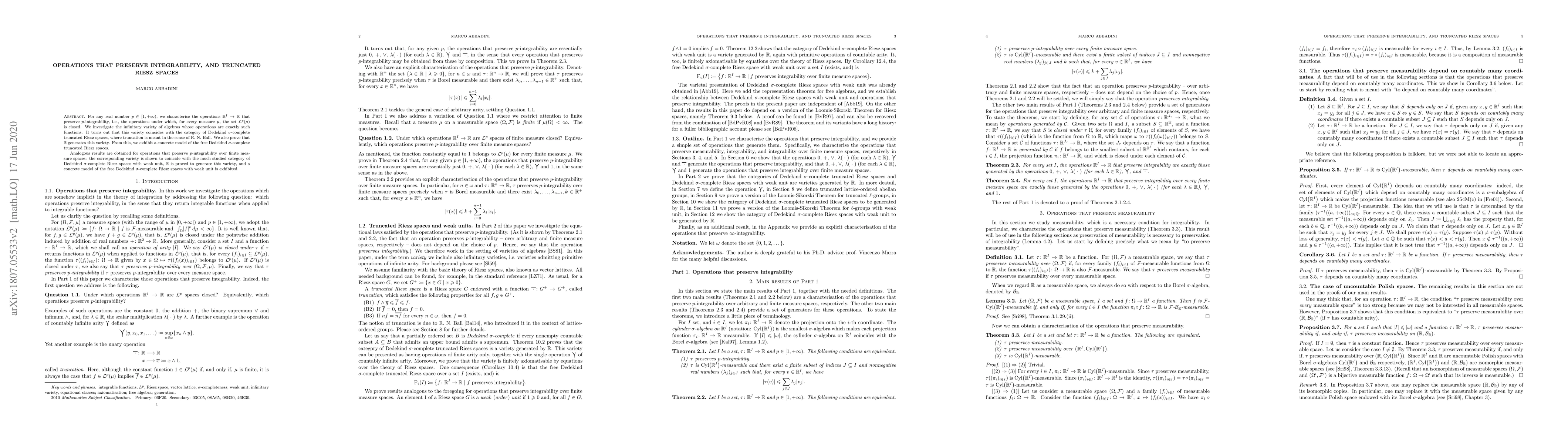 Thumbnail for Operations that preserve integrability, and truncated Riesz spaces