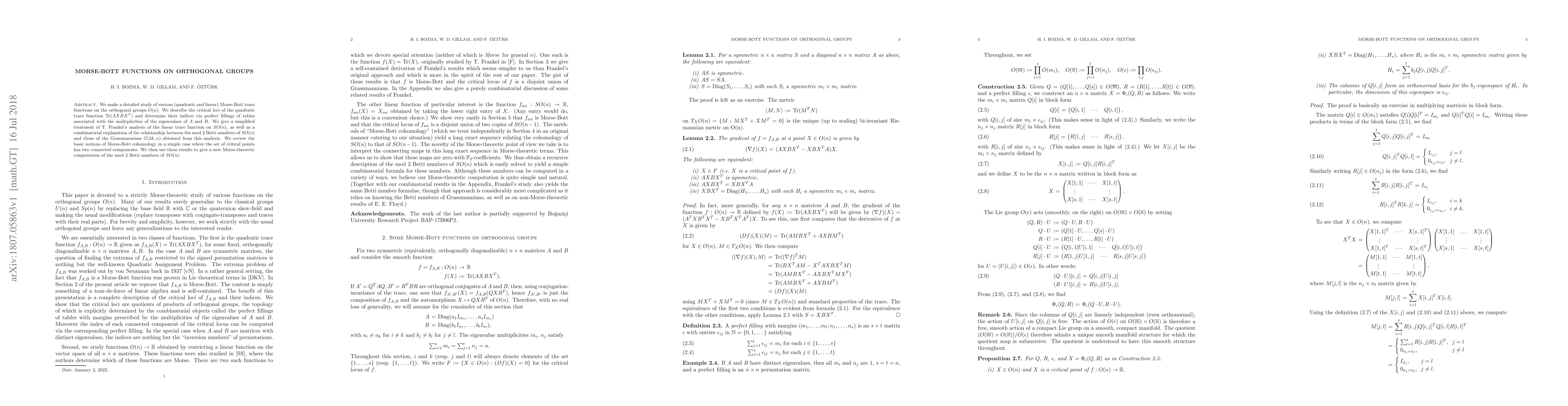 Thumbnail for Morse-Bott functions on orthogonal groups