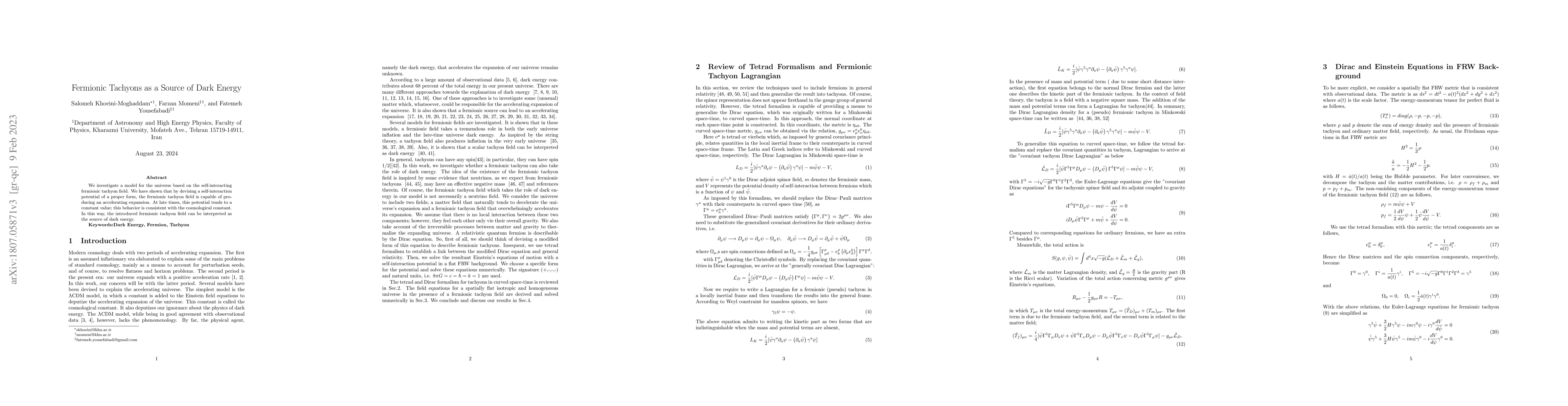 Thumbnail for Fermionic Tachyons as a Source of Dark Energy