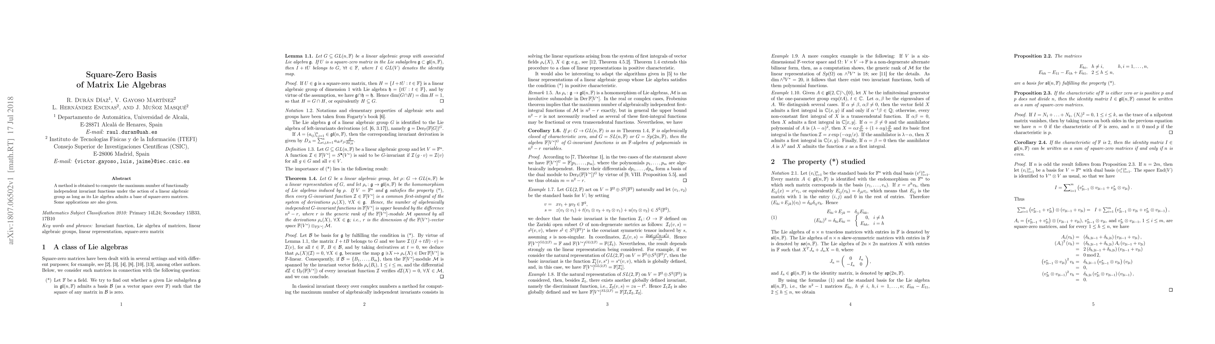 Thumbnail for Square-Zero Basis of Matrix Lie Algebras