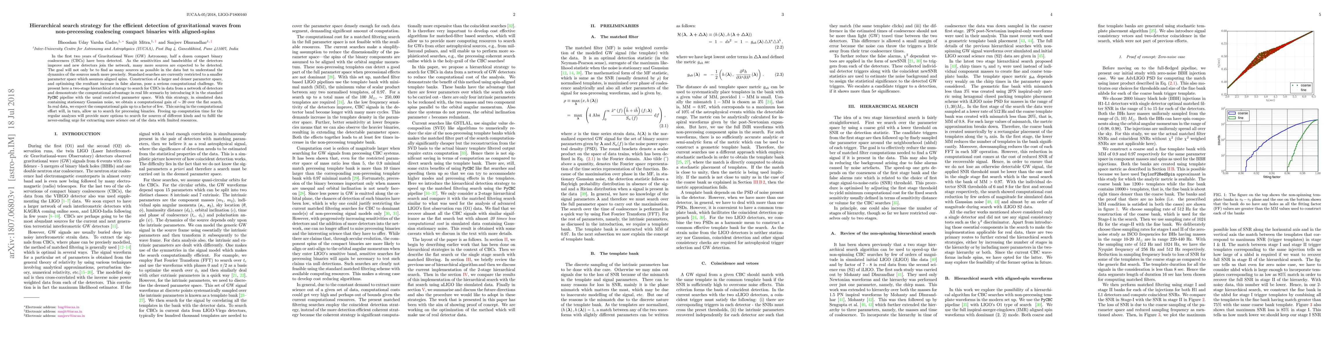 Thumbnail for Hierarchical search strategy for the efficient detection of
  gravitational waves from non-precessing coalescing compact binaries with
  aligned-spins