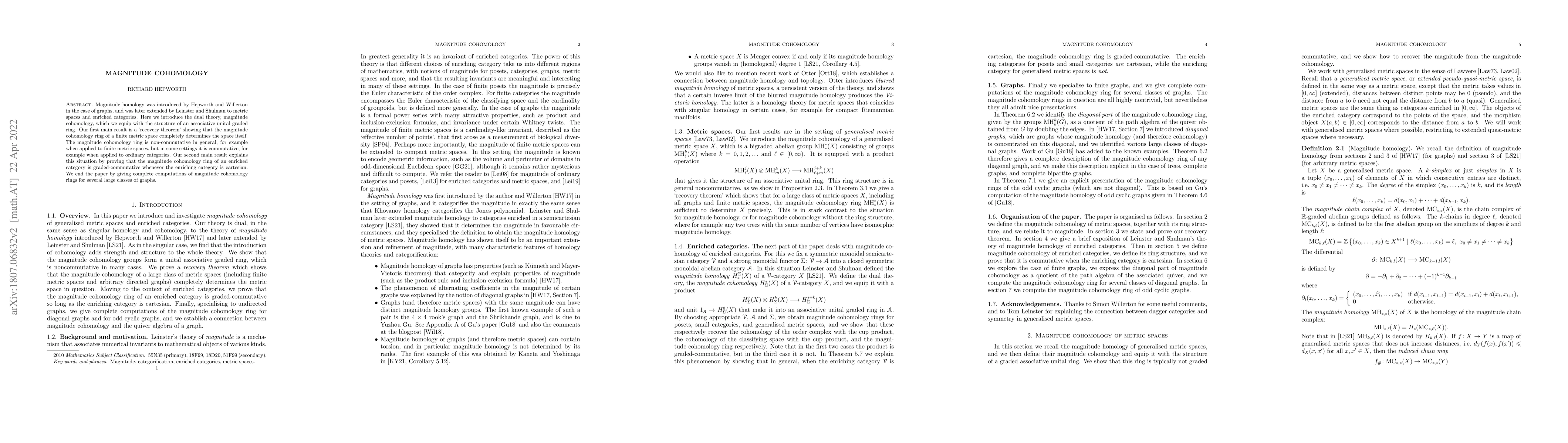 Thumbnail for Magnitude cohomology
