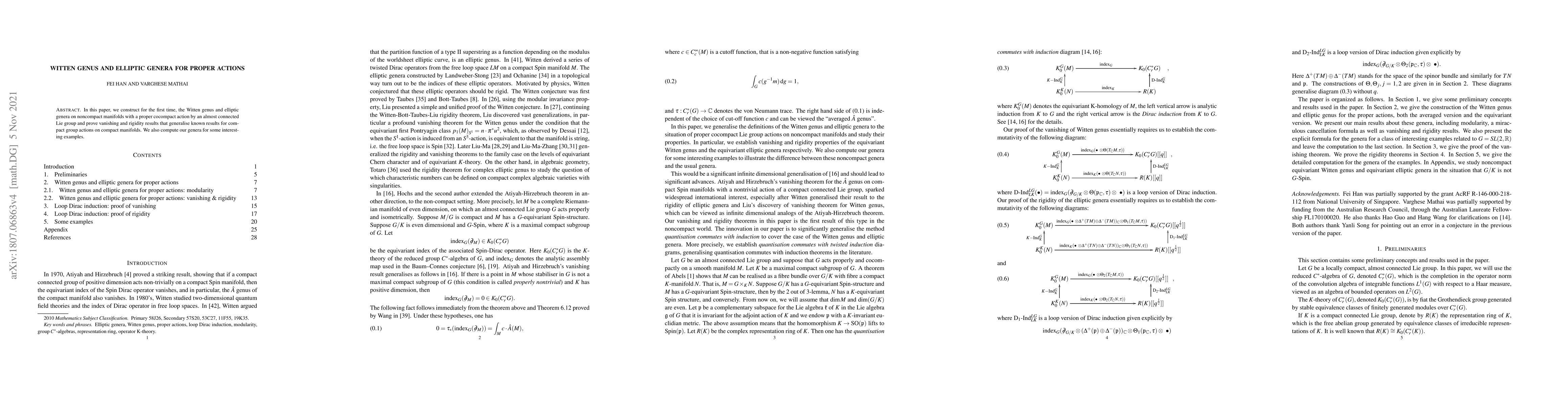 Thumbnail for Witten Genus and Elliptic genera for proper actions