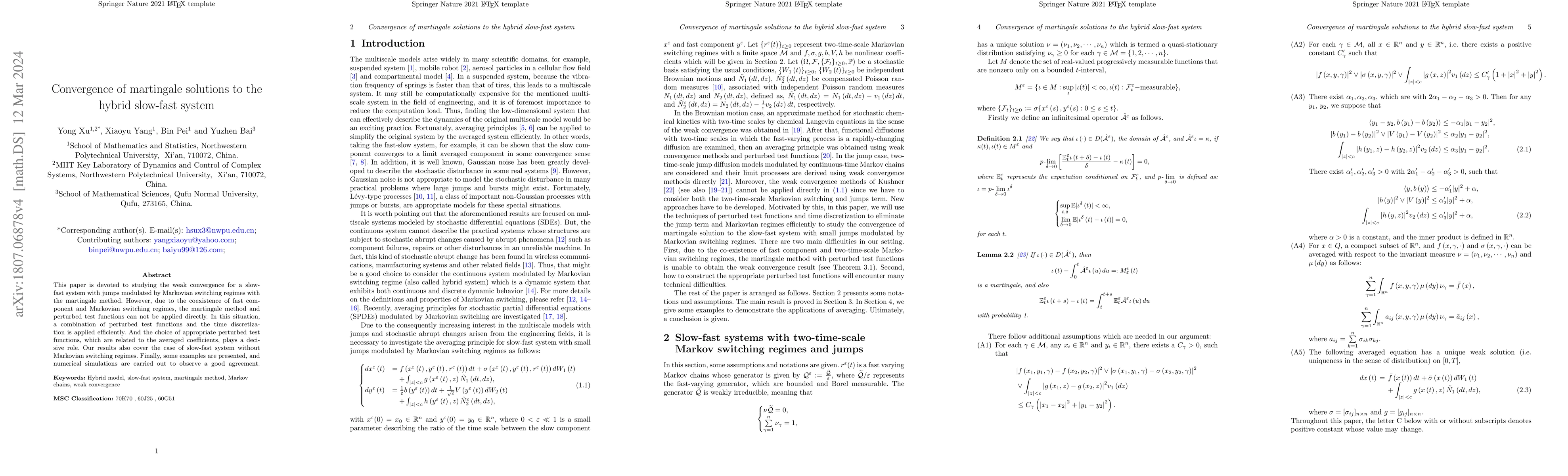 Thumbnail for Convergence of martingale solutions to the hybrid slow-fast system