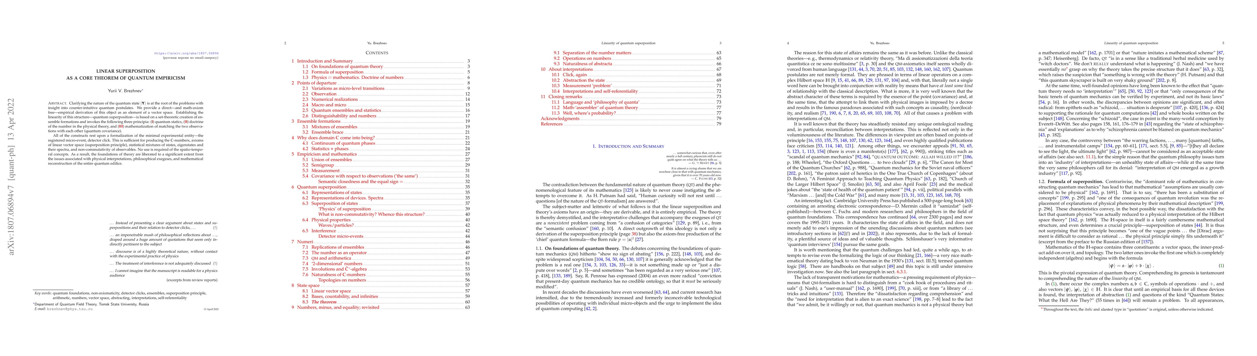 Thumbnail for Linear superposition as a core theorem of quantum empiricism