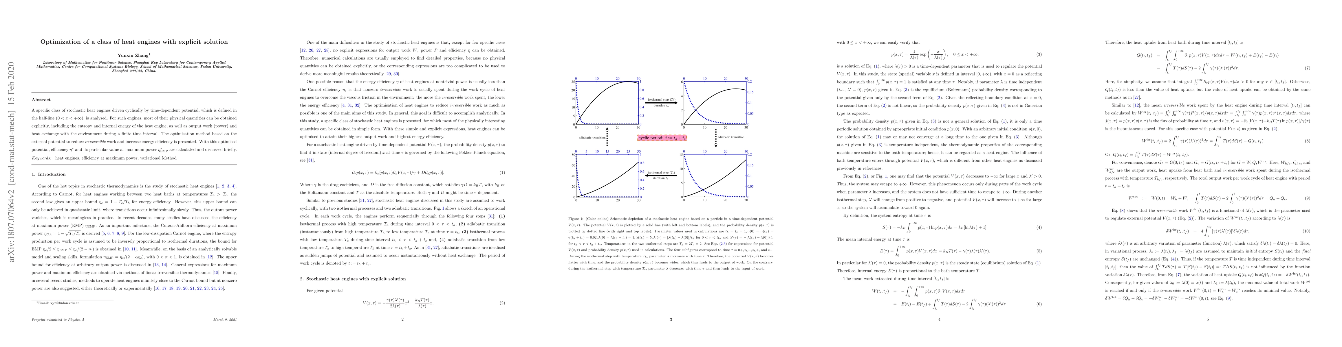 Thumbnail for Optimization of a class of heat engines with explicit solution