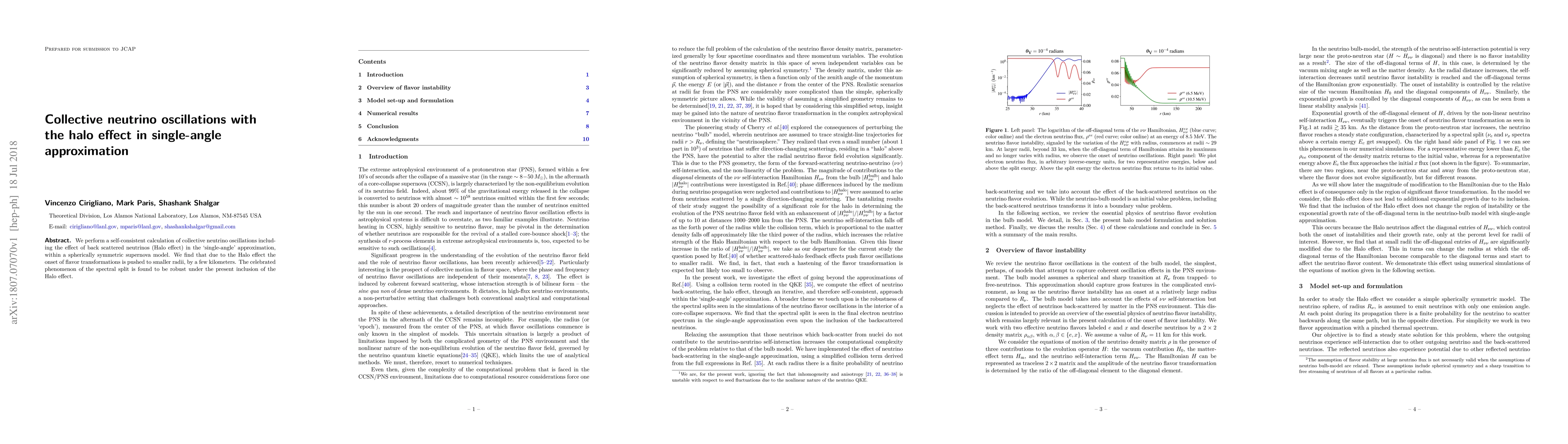 Thumbnail for Collective neutrino oscillations with the halo effect in single-angle
  approximation