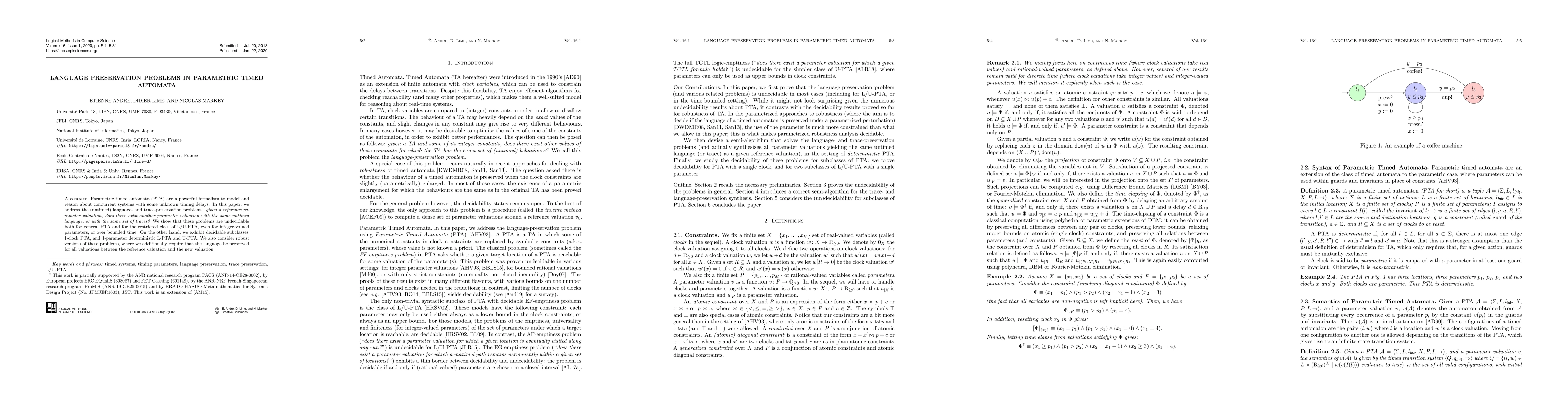 Thumbnail for Language Preservation Problems in Parametric Timed Automata
