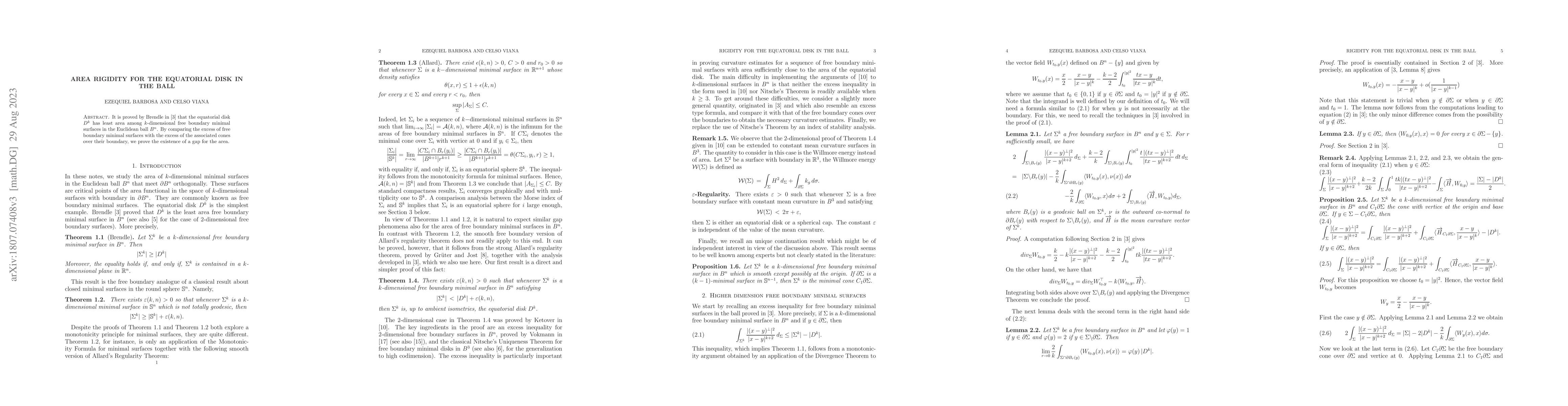 Thumbnail for Area rigidity for the equatorial disk in the ball