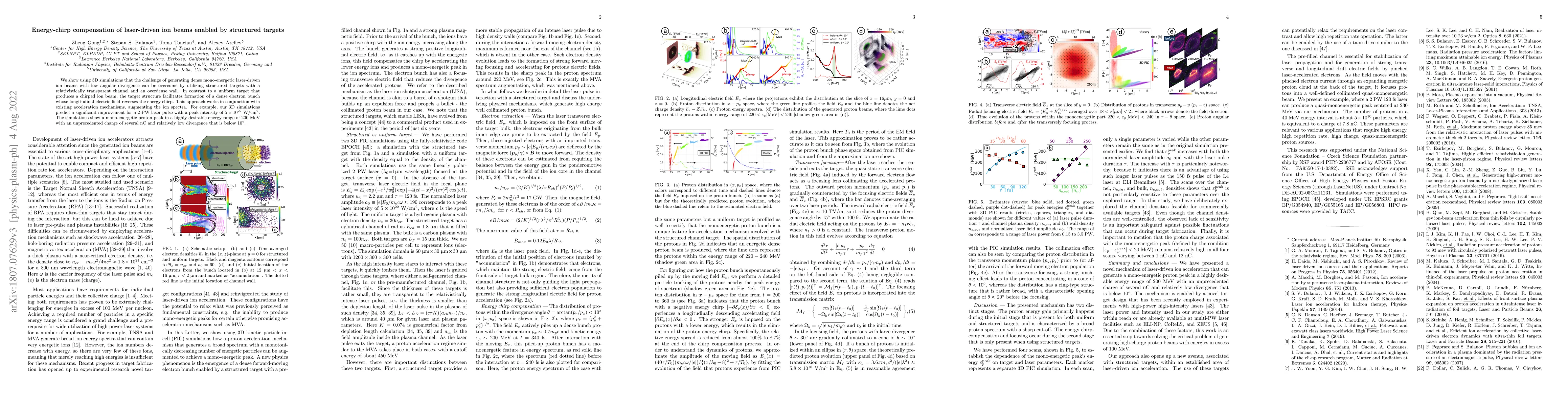 Thumbnail for Energy-chirp compensation of laser-driven ion beams enabled by
  structured targets