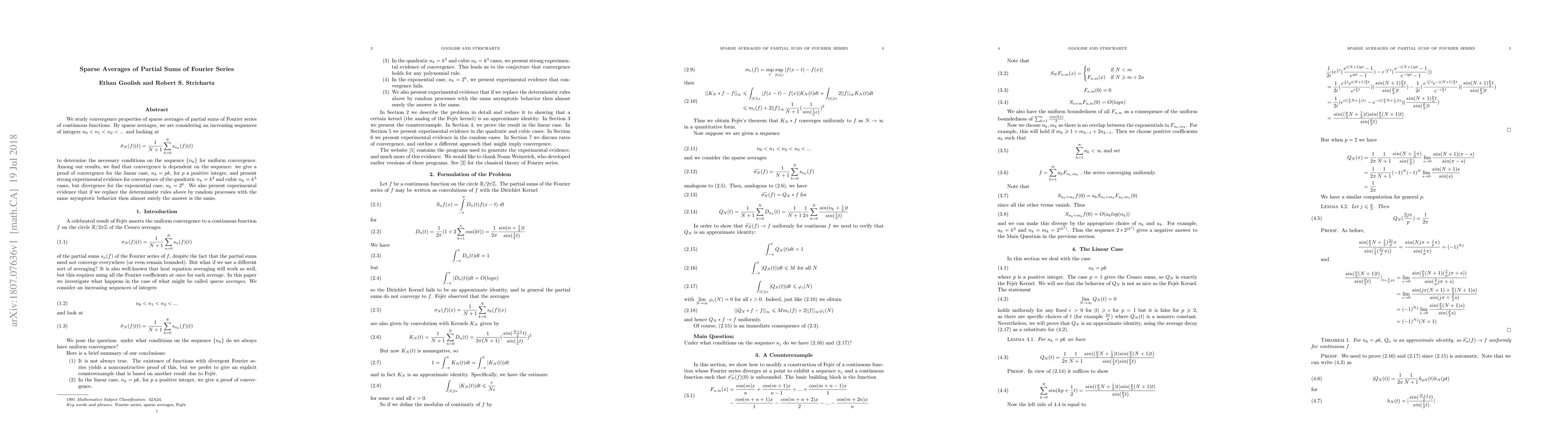 Thumbnail for Sparse Averages of Partial Sums of Fourier Series