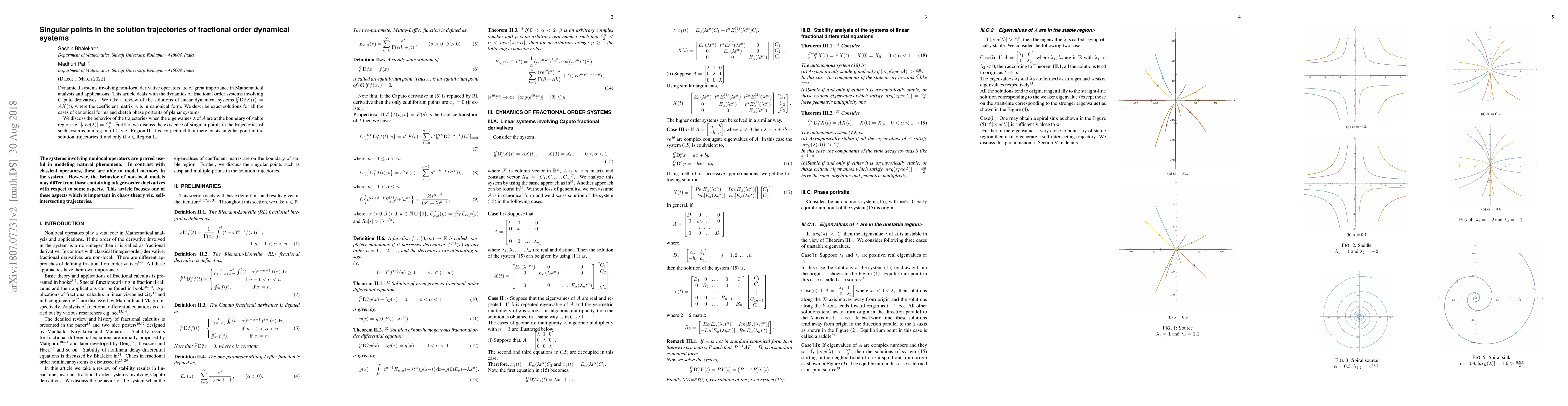 Thumbnail for Singular points in the solution trajectories of fractional order
  dynamical systems