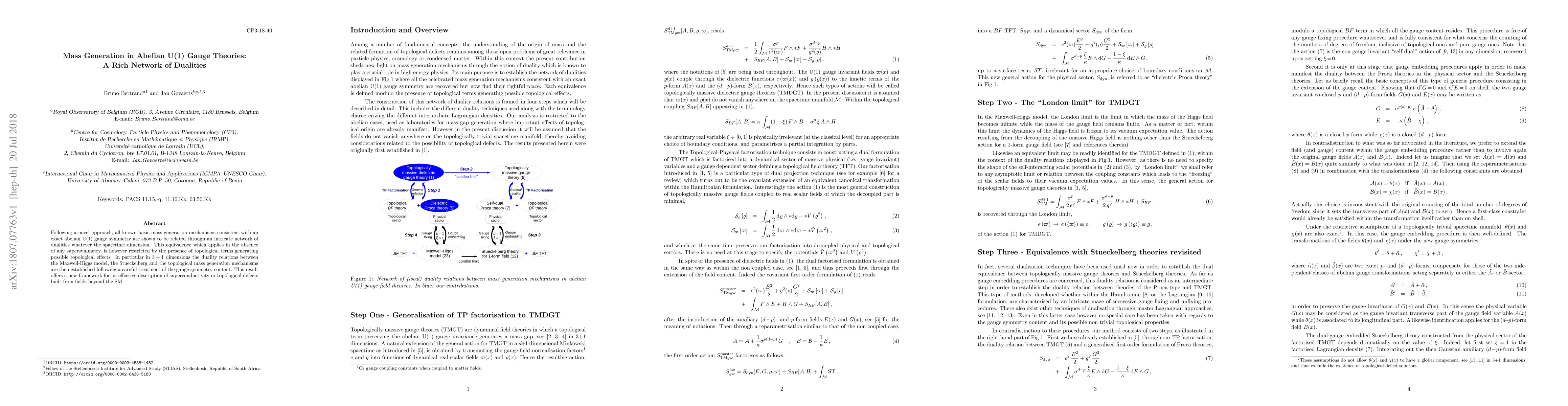 Thumbnail for Mass Generation in Abelian U(1) Gauge Theories: A Rich Network of
  Dualities