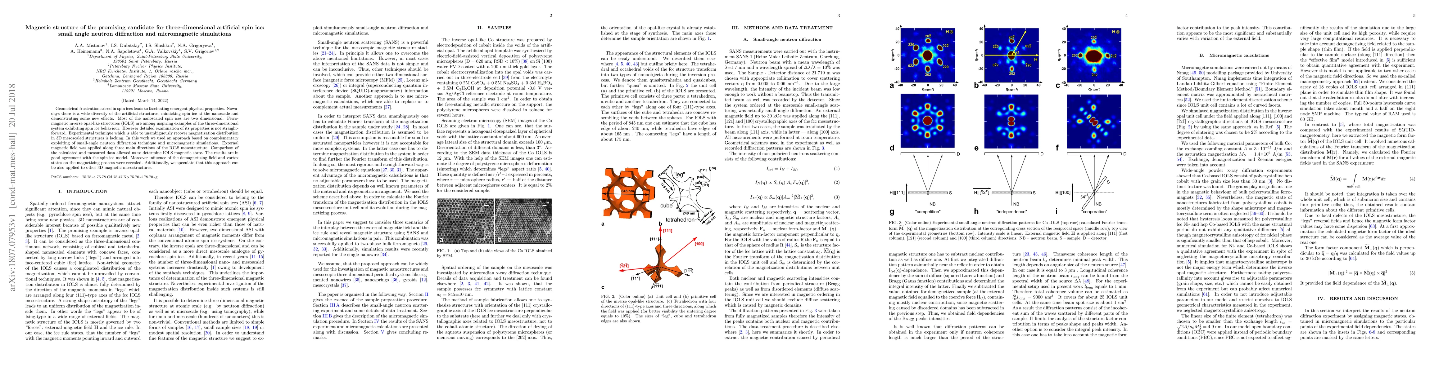 Thumbnail for Magnetic structure of the promising candidate for three-dimensional
  artificial spin ice: small angle neutron diffraction and micromagnetic
  simulations