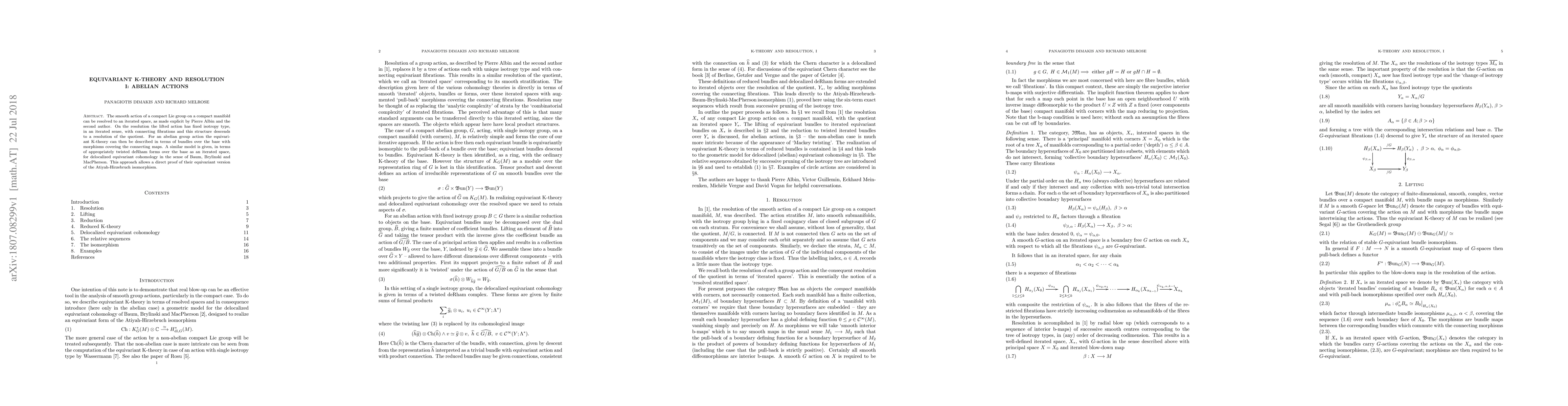 Thumbnail for Equivariant K-theory and Resolution I: Abelian actions