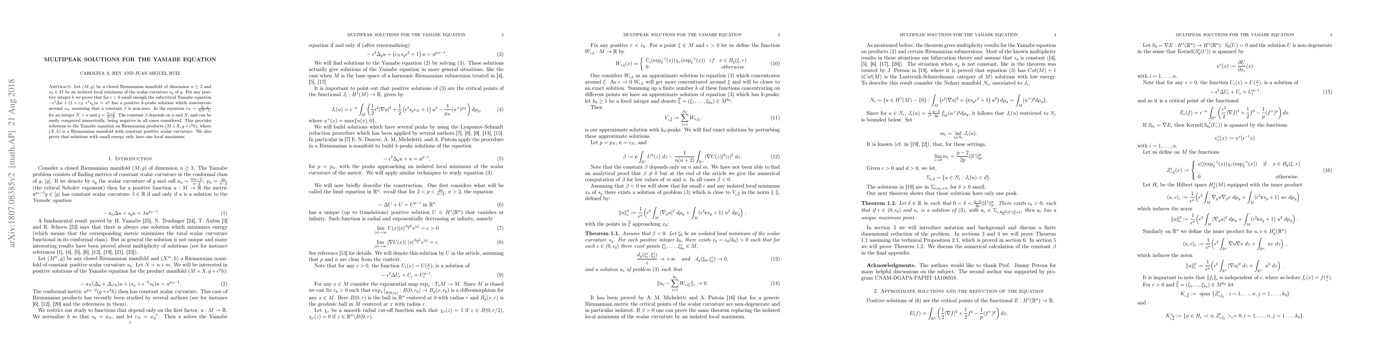 Thumbnail for Multipeak solutions for the Yamabe equation