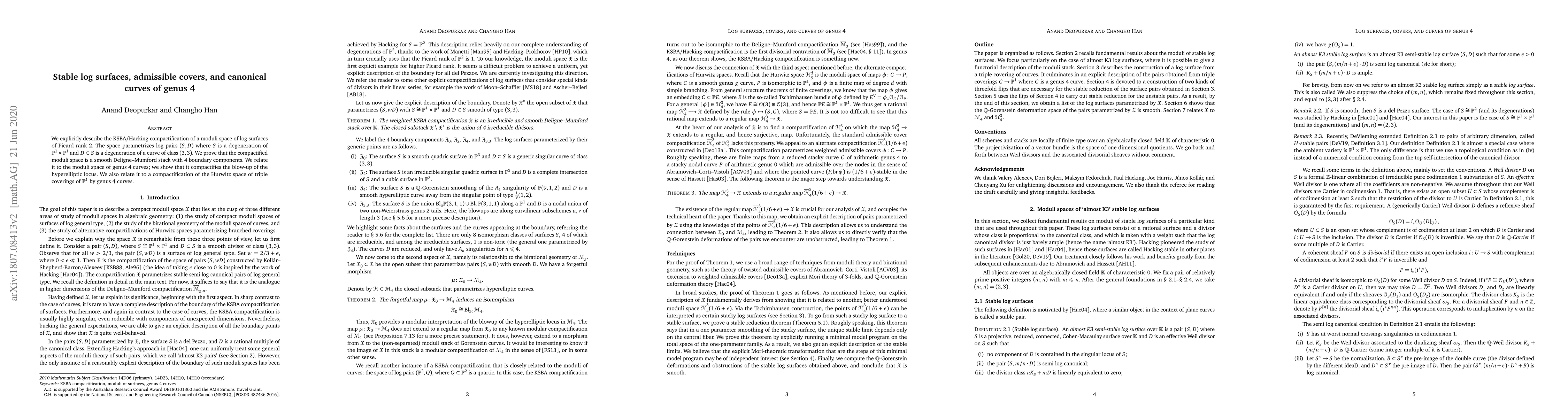 Thumbnail for Stable log surfaces, admissible covers, and canonical curves of genus 4