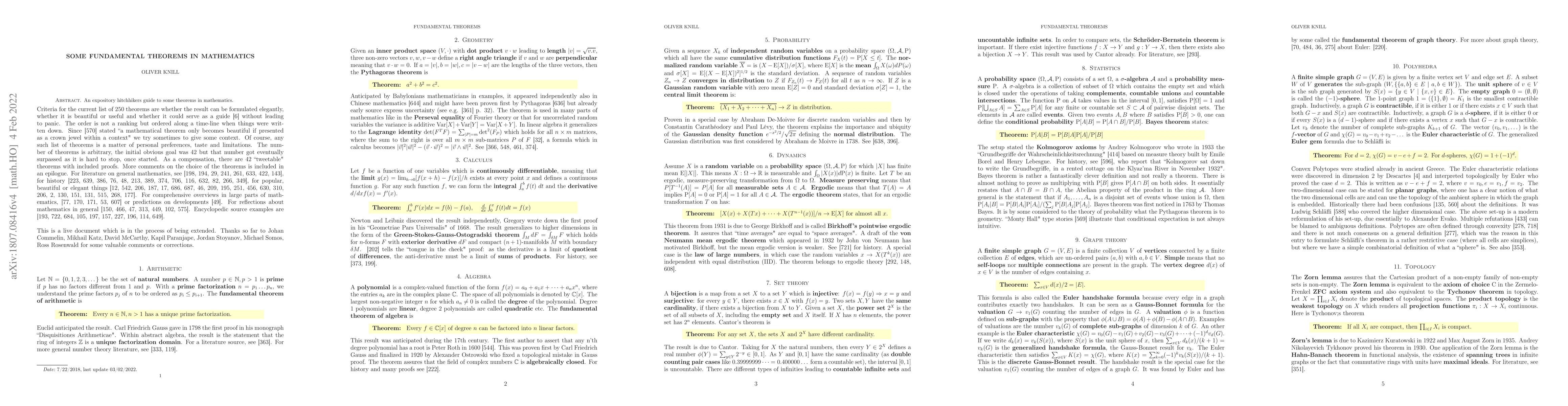 Thumbnail for Some Fundamental Theorems in Mathematics