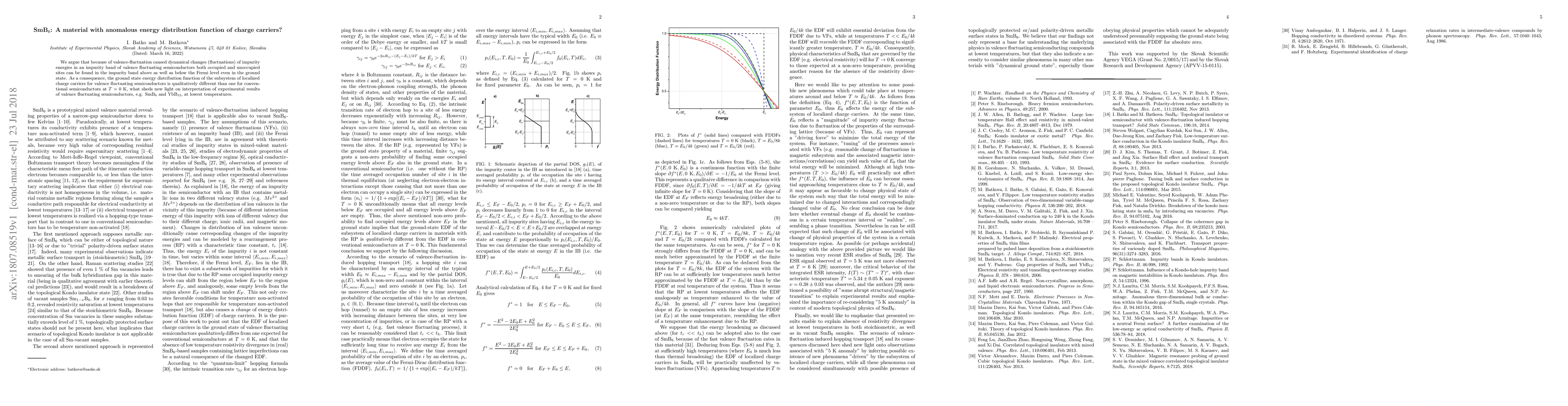 Thumbnail for SmB6: A material with anomalous energy distribution function of charge
  carriers?